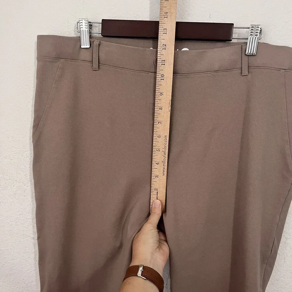 BETABRAND Womens 2X Taupe Classic Dress Pant Yoga Pants Straight Leg High Rise